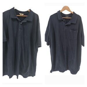L.L. Bean Bundle (2) Men's XXL Tall‎ Navy Blue Short Sleeve Polo Shirts